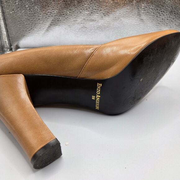 Enzo Angiolini Women's Peep Toe Tan Leather High Heels - Women's Size 9 - Picture 4 of 7